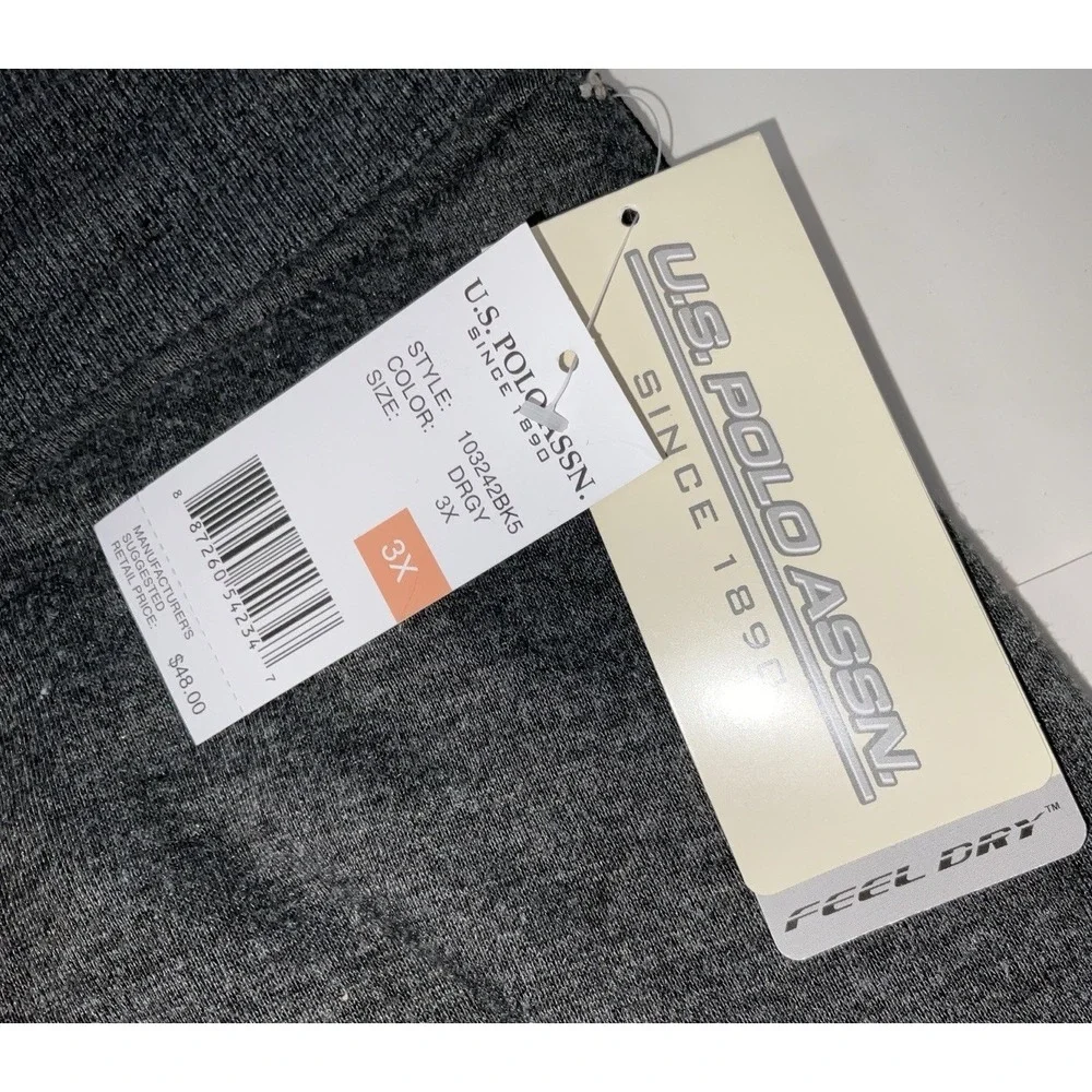NWT Men's U.S. Polo Assn. Feel‎ Dry Sweat Shorts Drawstring & Pockets Gray - 3XL